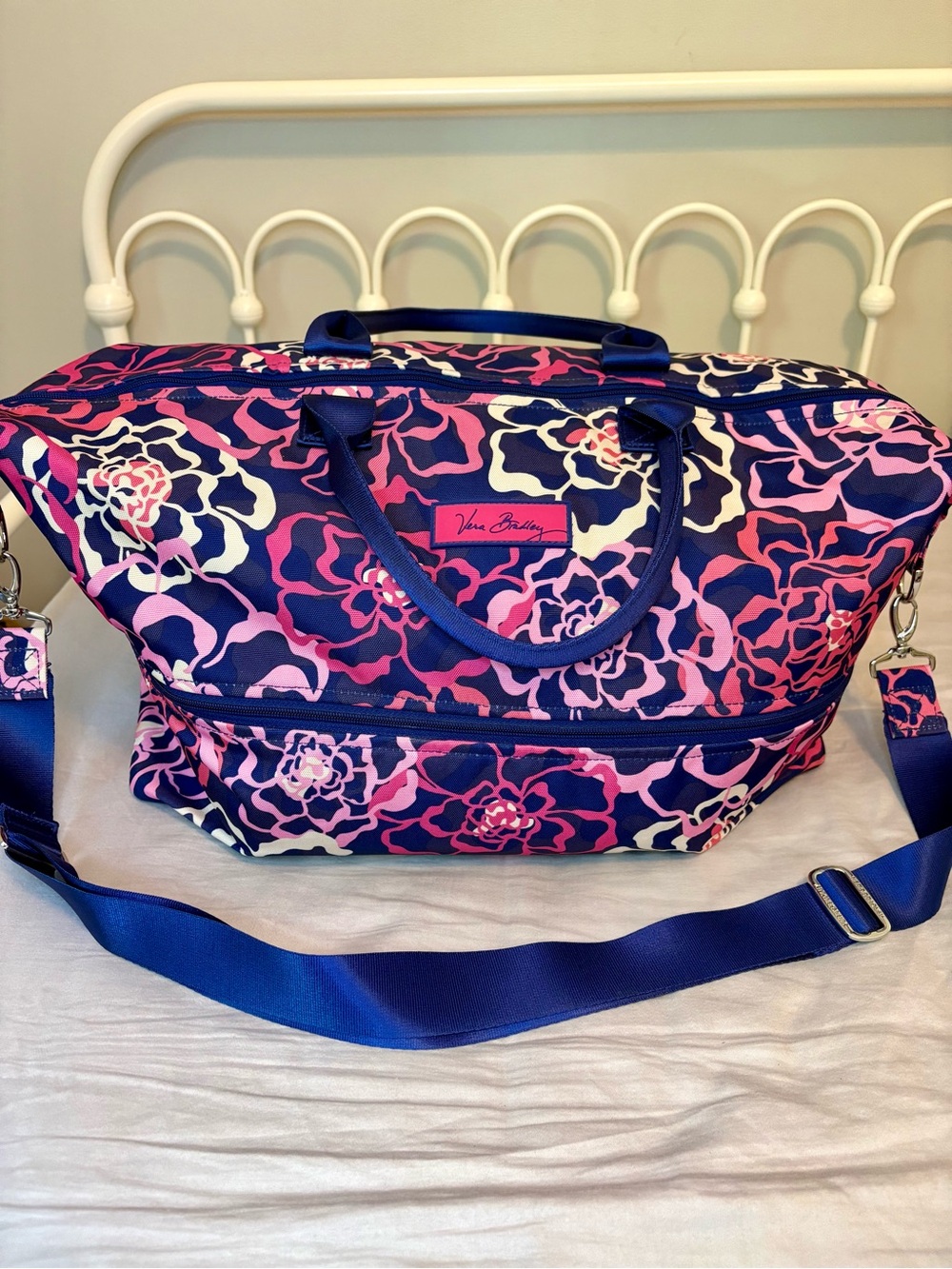 Vera Bradley Navy Pink Floral Travel Duffel